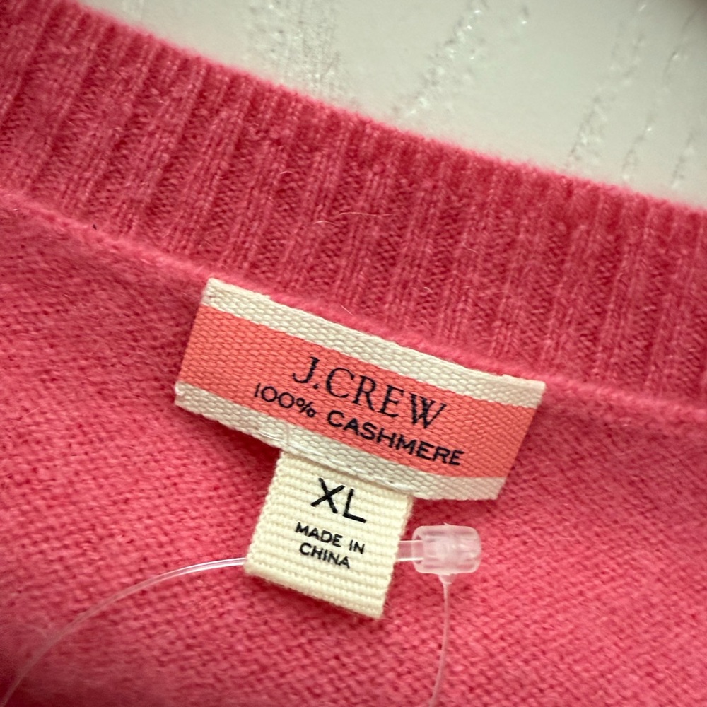 NWT J. Crew DARK Pink CASHMERE Crew Neck Sweater - Picture 5 of 7